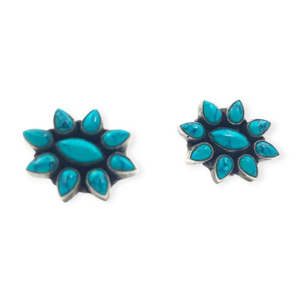 Adorable 925 Sterling Silver Flower Shape Tops with Amazing Sky-Blue Stone's for Ladies